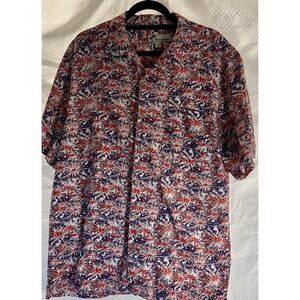 Oliver & Burke Mens XXL Casual  Hawaiian Short Sleeve Button Down Shirt Firework